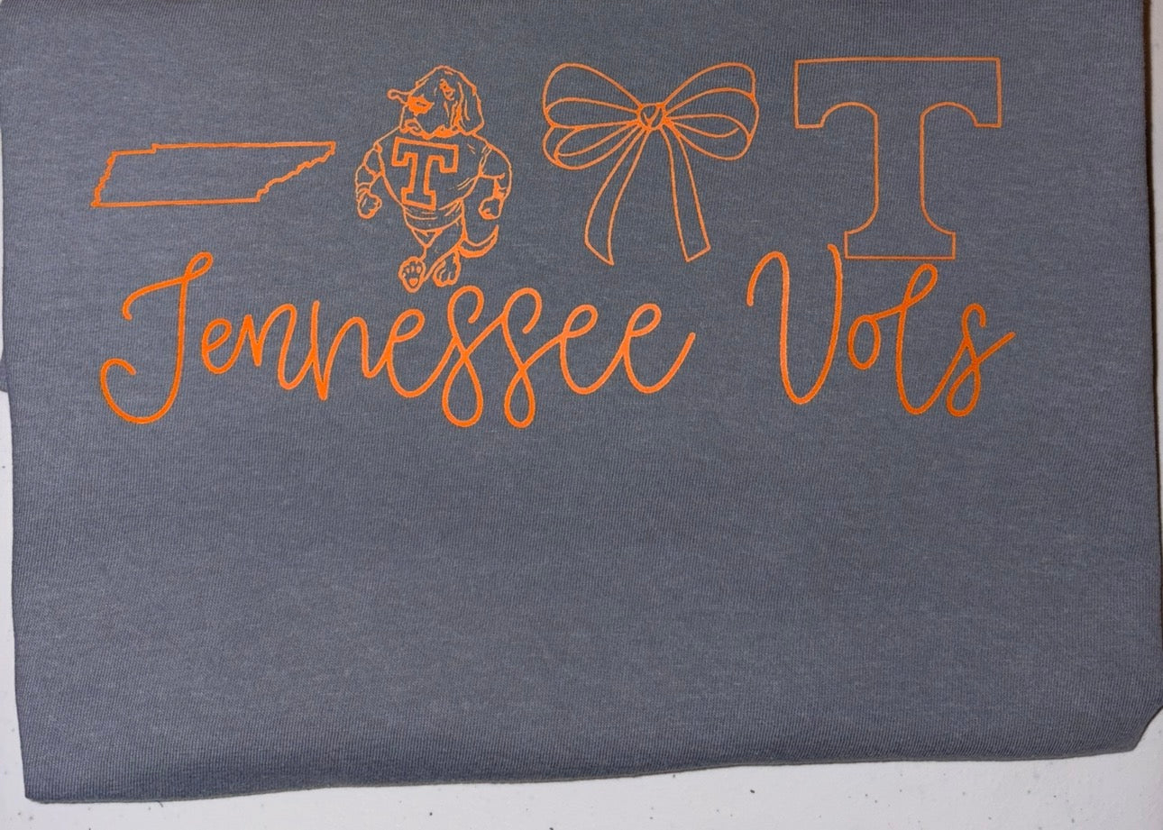 Tennessee Outline Doodle- Orange